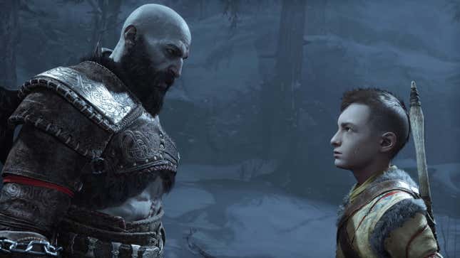 Kratos and Atreus have a conversation.