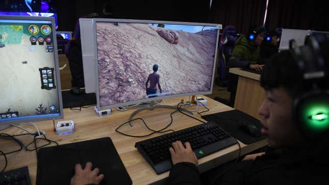 Students playing video games as part of an eSports class at Lanxiang technical school in Jinan, Shangong province, in January 2018.