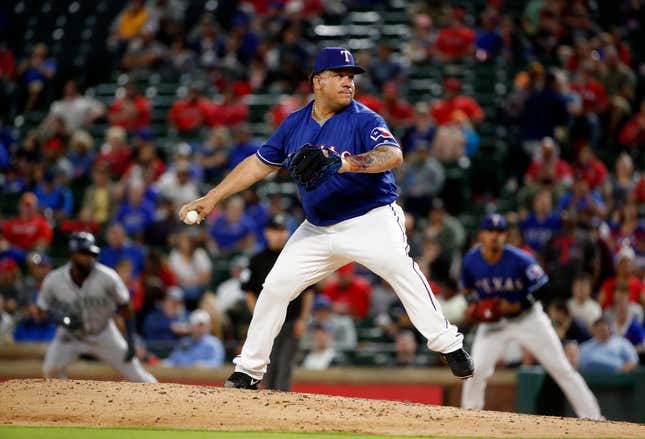 Bartolo Colón, seen here pitching in 2018, IS STILL AT IT