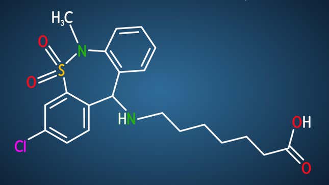 Un gráfico que ilustra la composición química de la tianeptina