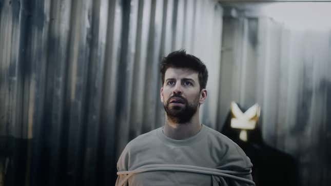 Gerard Piqué is shown tied up in a shipping container in a promotional video for the Kings League Final Four.