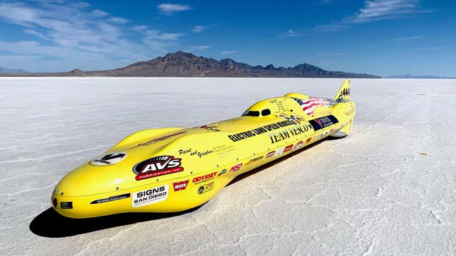 Image for article titled Here&#39;s How The Revolt Systems Streamliner Set The Electric Land Speed Record At Bonneville