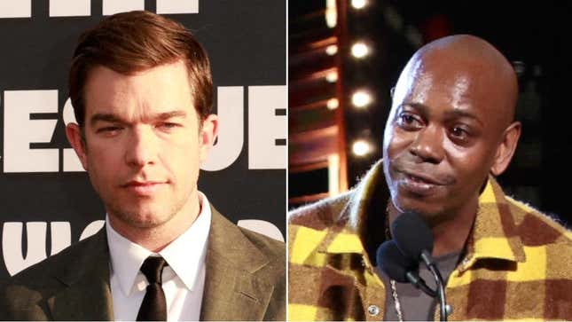 Left: John Mulaney (Frazer Harrison/Getty Images), Right: Dave Chappelle (Dimitrios Kambouris/Getty Images for The Rock and Roll Hall of Fame)