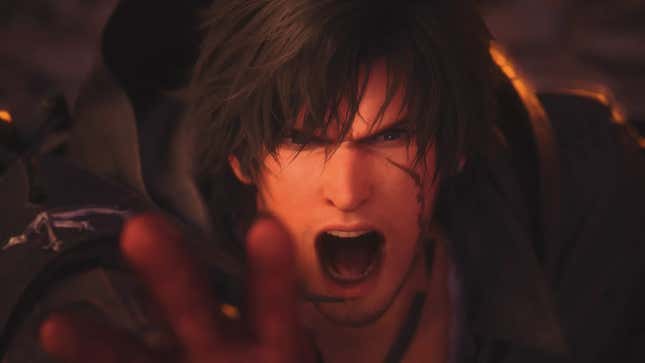 A Final Fantasy XVI screenshot shows Clive screaming.