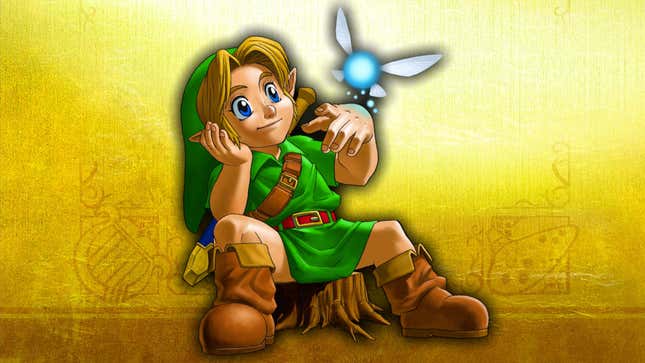 A young elven boy sitting on a stump smiles at a fairy.