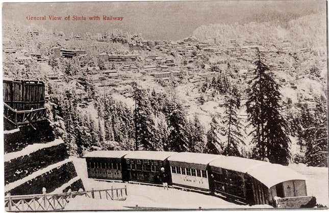 General View of Simla with Railway. Moorli Dhur & Sons, Ambala; printed in Germany.