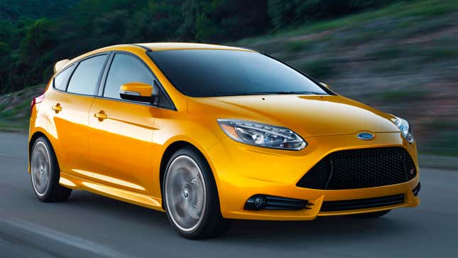 A photo of a yellow Ford Focus ST