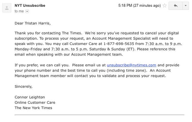 nyt unsubscribe
