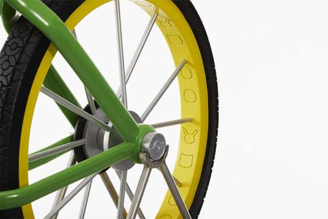 A close up of the Pokémon bicycle.