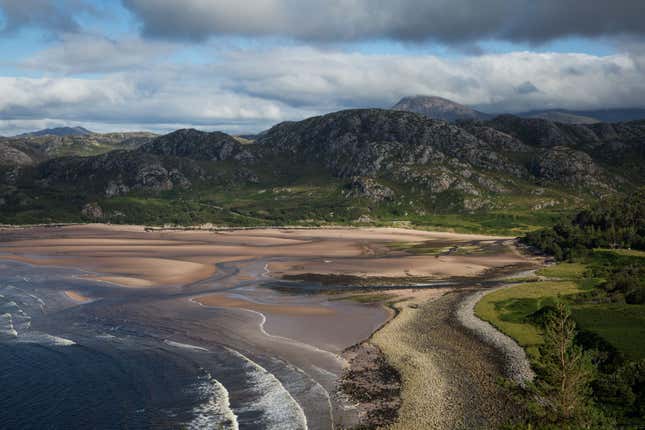 Gruinard Bay, 12 miles north of Poolewe, becomes a sprawling beach during low tides.