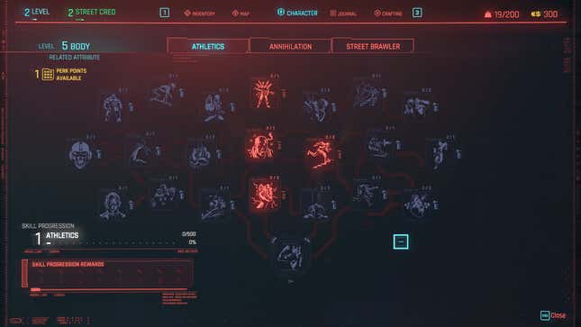 One branch of the skill tree, early on in my playthrough.