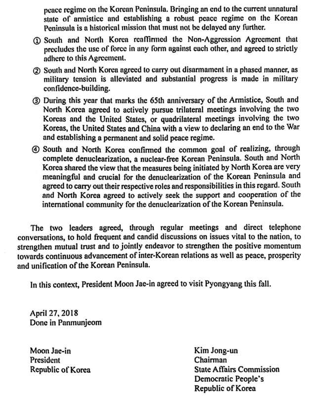 Image for article titled North and South Korea agreed to work on formally ending the Korean War