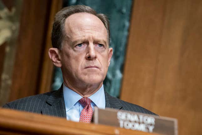 Rep. Senator Pat Toomey (R-PA) questions Treasury Secretary Steven  Mnuchin during a hearing on the “Examination of Loans to Businesses  Critical to Maintaining National Security” on Capitol Hill on December  10, 2020 in Washington, DC.