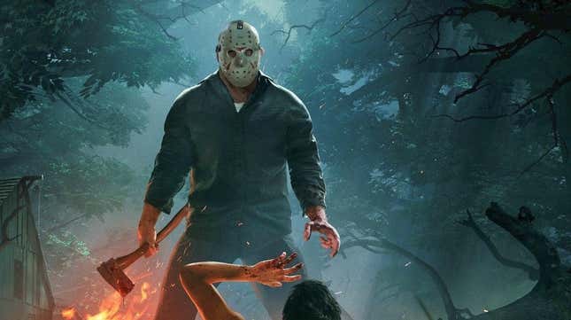 Jason Voorhees stands over a bloodied victim in this illustration.