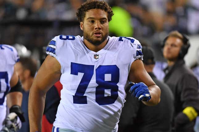 Oct 16, 2022; Philadelphia, Pennsylvania, USA; Dallas Cowboys offensive tackle Terence Steele (78) against the Philadelphia Eagles at Lincoln Financial Field.