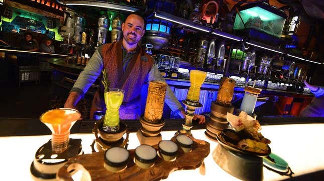 Various drinks at Oga’s Cantina in Star War’s: Galaxy’s Edge at Disney World, none of which cost $5,000