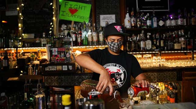 a bartender inside El Rio in San Francisco