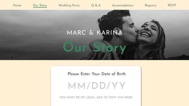 Image for article titled Couple’s Wedding Website Has 18-Plus Section Where Guests Can Read Story Of First Hookup