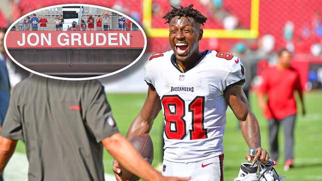 Easy to take a stand with a guy like Jon Gruden when he’s not helping your team win games. Antonio Brown, meanwhile, is still on Tampa’s roster.