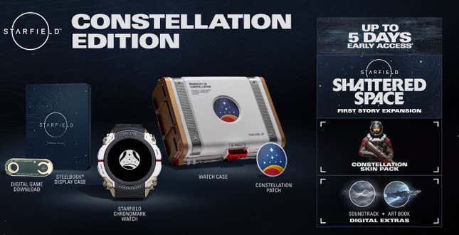 A mockup shows the contents of Starfield's special edition.