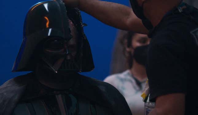 Darth Vader with his cracked helmet.