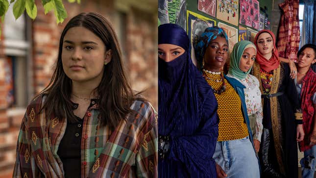 Devery Jacobs in Reservation Dogs; Lucie Shorthouse, Faith Omole, Anjana Vasan, Juliette Motamed, Sarah Kameela Impey in We Are Lady Parts