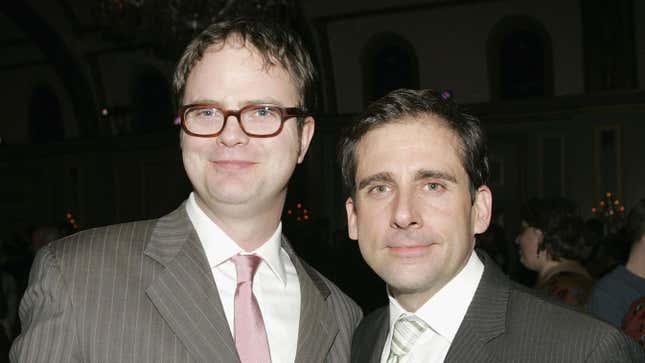 ‘The Office’ actors Rainn Wilson (Dwight Schrute) and Steve Carell (Michael Scott) on January 22, 2006 in Los Angeles, California.