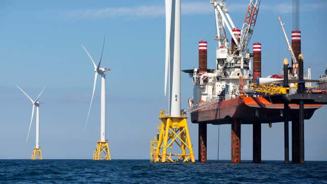 Photo of wind turbines off Block Island, R.I.