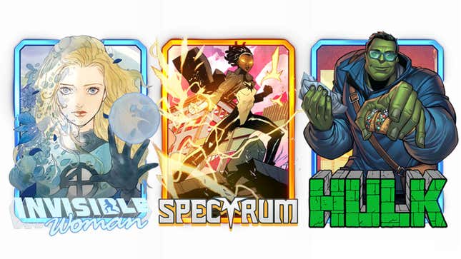 Three new variants for Marvel Snap: Invisible Woman, Spectrum and Hulk.