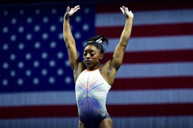 Image for article titled I Don&#39;t Know What the Hell a Yurchenko Double Pike Is, But Simone Biles Just Became the 1st Woman to Ever Land One