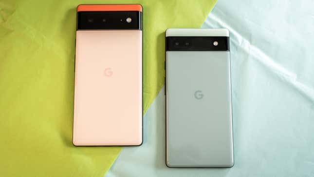 A photo of the Pixel 6 and Pixel 6a