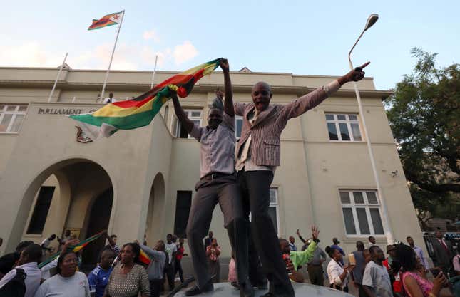 Celebration in Harare.
