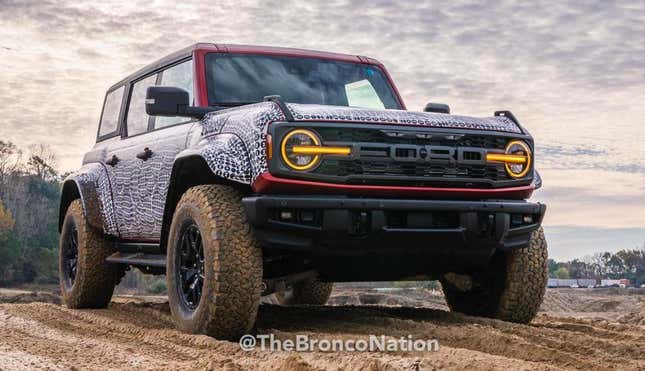 Image for article titled This Is The Upcoming Ford Bronco Raptor With Its Updated Suspension, Widebody Kit And Huge Tires
