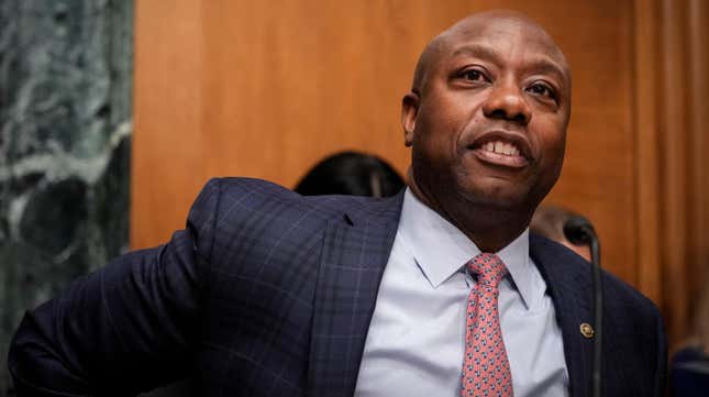 Image for article titled Tim Scott, A.K.A. Mr. &#39;Racism Isn&#39;t Real,&#39; Says Talk About His Marriage Status Is Racist