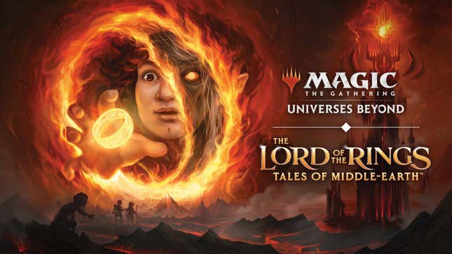 Surrounded by a giant ring of fire, Frodo reaches for the One Ring.