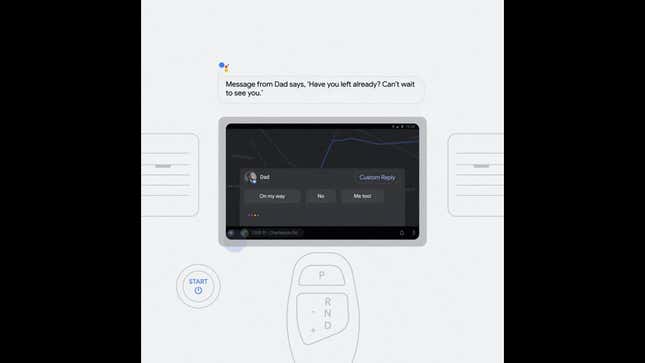 A photo of the smart reply feature on Android Auto