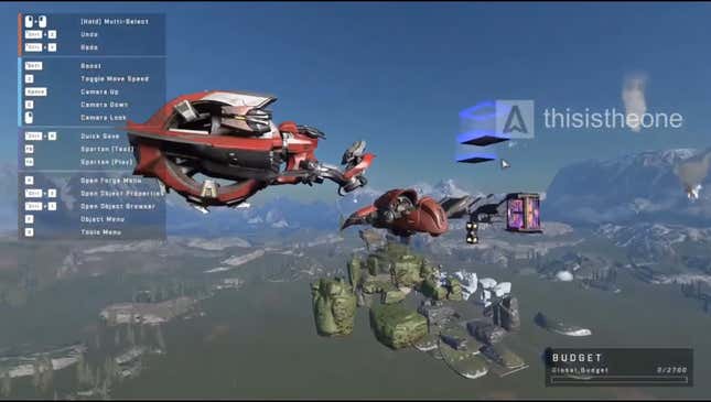 A bunch of vehicles float in the sky in Halo Infinite leaked Forge mode.