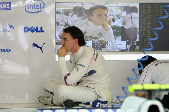 Robert Kubica of Poland and BMW Sauber is seen in his garage during practice for the Chinese Formula One Grand Prix at the Shanghai International Circuit on October 5, 2007 in Shanghai, China.