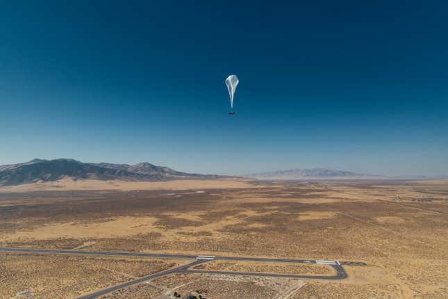A Loon balloon on its way to Puerto Rico from Nevada.