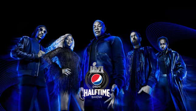 Image for article titled Dr. Dre Will Be Joined by Snoop Dogg, Mary J. Blige, Eminem and Kendrick Lamar for Super Bowl LVI Halftime Show