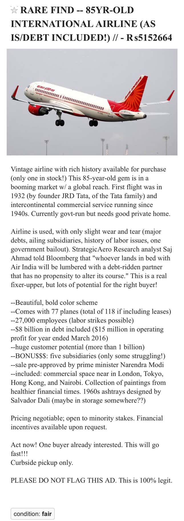 Image for article titled You’ve been good this week. Treat yourself to an airline (price negotiable)