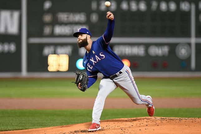 September 2, 2022;  Boston, Massachusetts, USA;  Texas Rangers starting pitcher Dallas Keuchel (60) during the first inning against the Boston Red Sox at Fenway Park.