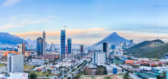Skyline of affluent sector in Monterrey