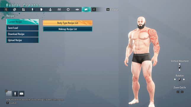 Ein Street Fighter-Charakterersteller zeigt einen Kämpfer, der wie Kratos aus God of War aussieht.