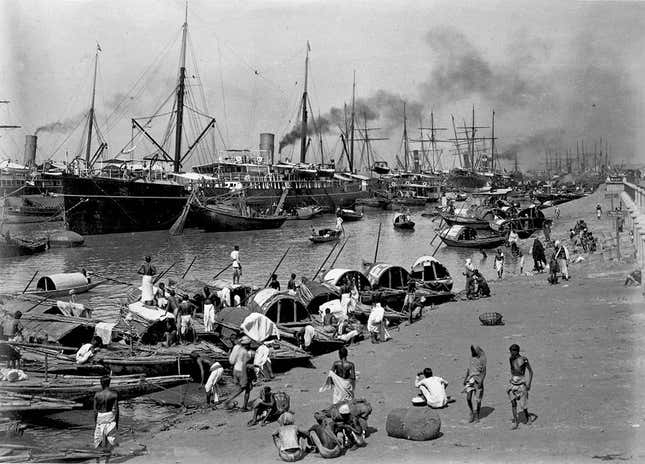 A view of River Hoogly in the 1890s by Bourne and Shepherd, the famous Calcutta photographers, from the Elgin Collection.