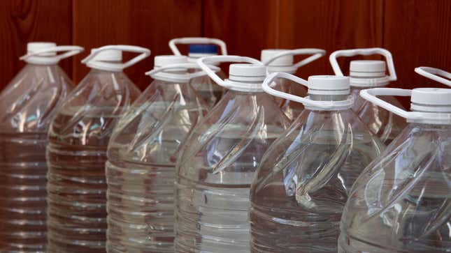 A Member Of The Public Collects Emergency Water At A Tesco