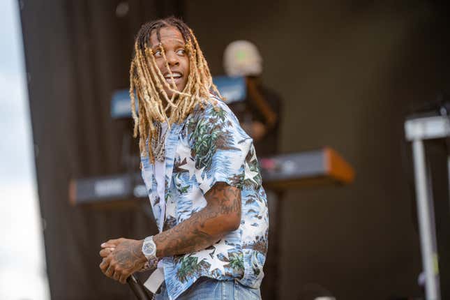  Lil Durk performs during Lollapalooza at Grant Park on July 30, 2022 in Chicago, Illinois. 