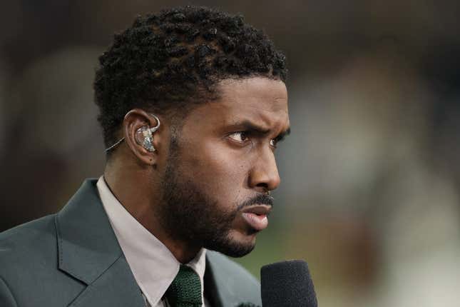 Dec 3, 2022; Indianapolis, Indiana, USA;  FOX Sports personality Reggie Bush before the Big Ten Championship between the Michigan Wolverines and the Purdue Boilermakers at Lucas Oil Stadium.