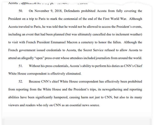 Image for article titled CNN is suing Donald Trump over his treatment of Jim Acosta