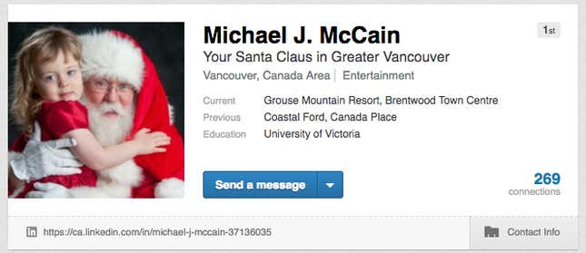 Image for article titled Where will you find an experienced, reliable Santa Claus? LinkedIn of course